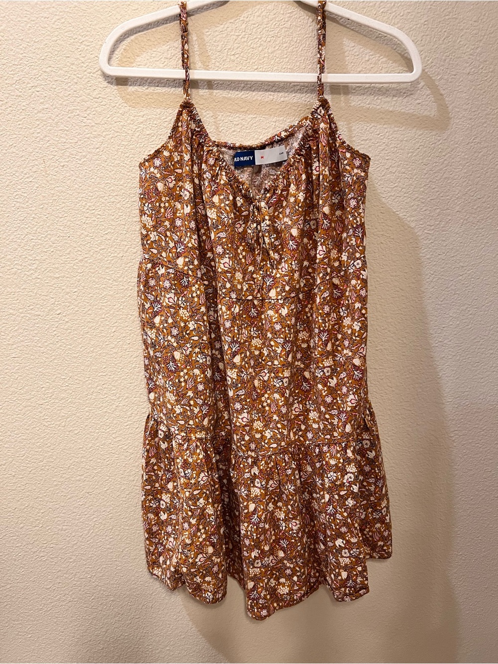 Old Navy Mustard Floral Spaghetti Strap Dress